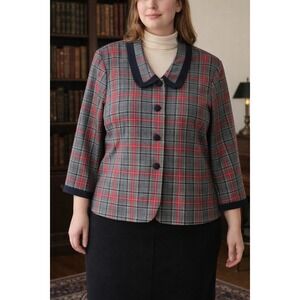 Vintage Plaid Blazer Jacket 18W Plus Size Academia Cottagecore